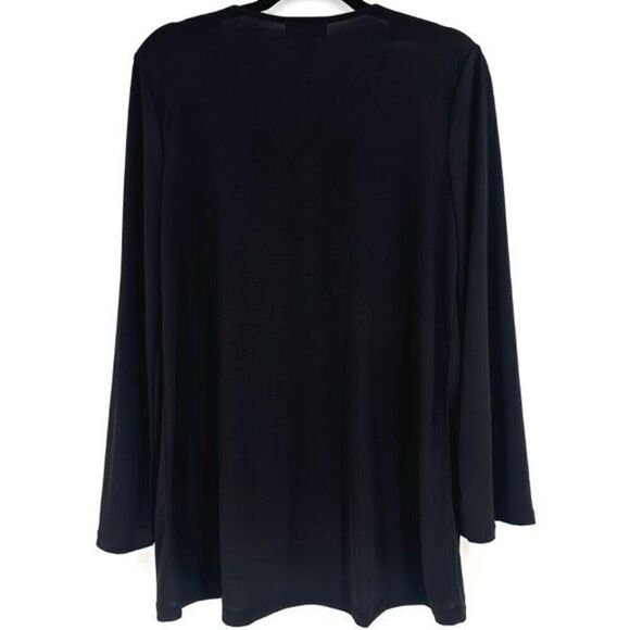 NWT Carmen Marc Valvo Women's V Neck Studded Tunic Blouse Black Gold Size Large - Picture 2 of 8